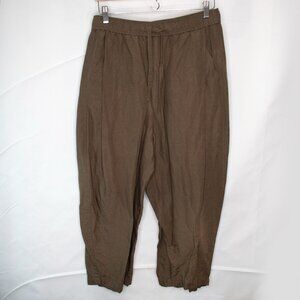 Darling Society Linen Blend Drawstring Pants Womens Medium M Green Crop P10D